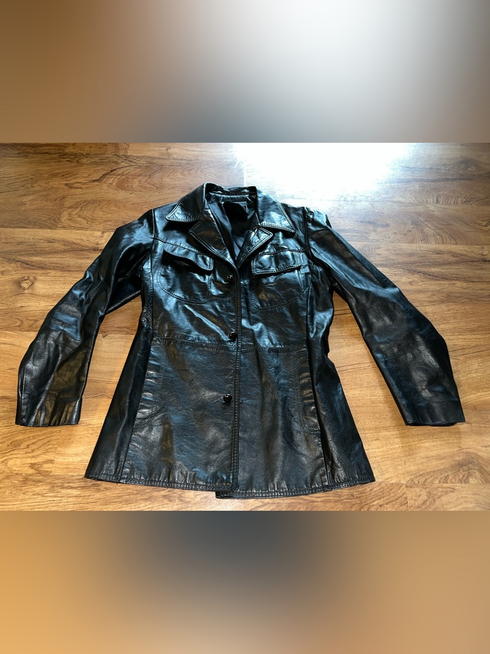 Reed Sportswear Black Leather Jacket damaged